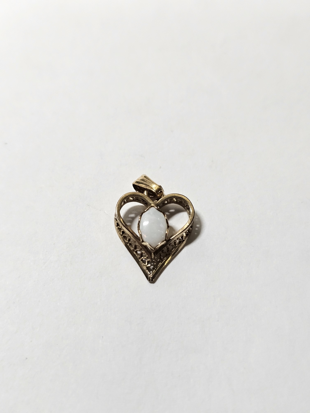 14k Gold-filled Heart Pendant with White Stone